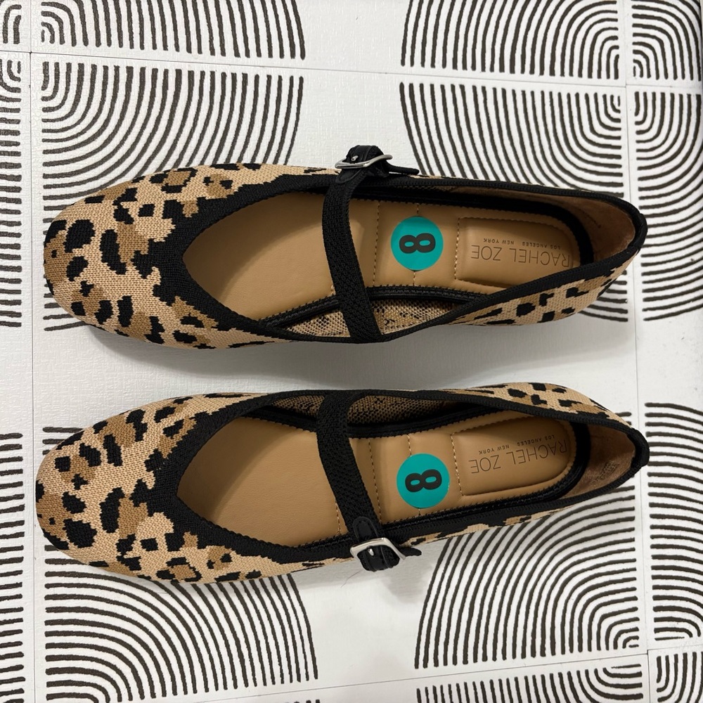 Rachel Zoe Leopard Print Mary Jane Ballet Flats Sz 8 - Picture 2 of 7